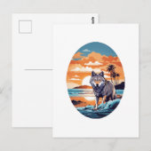 Wolf op het strand briefkaart (Voorkant / Achterkant)