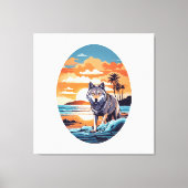 Wolf op het strand canvas afdruk (Voorkant)