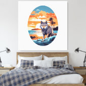 Wolf op het strand canvas afdruk (Insitu (Slaapkamer))