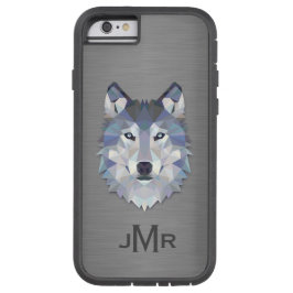 Wolf op monogram geborsteld staal Case-Mate iPhone case