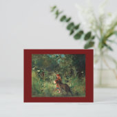 Wolf op pad met rood briefkaart (Staand voorkant)