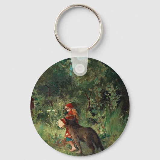 Wolf op pad met rood sleutelhanger (Voorkant)