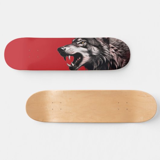 Wolf op rood persoonlijk skateboard (Horizontaal)