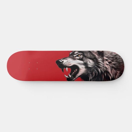 Wolf op rood persoonlijk skateboard (Horizontaal)