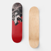 Wolf op rood persoonlijk skateboard (Voorkant)