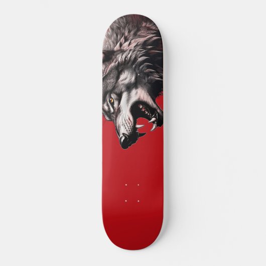 Wolf op rood persoonlijk skateboard (Voorkant)