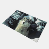 Wolf op winterse bospad deurmat (Schuin)