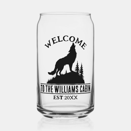 Wolf Outdoors Camp Gepersonaliseerde Familie Cabin Blikvorm Glas (Voorkant)