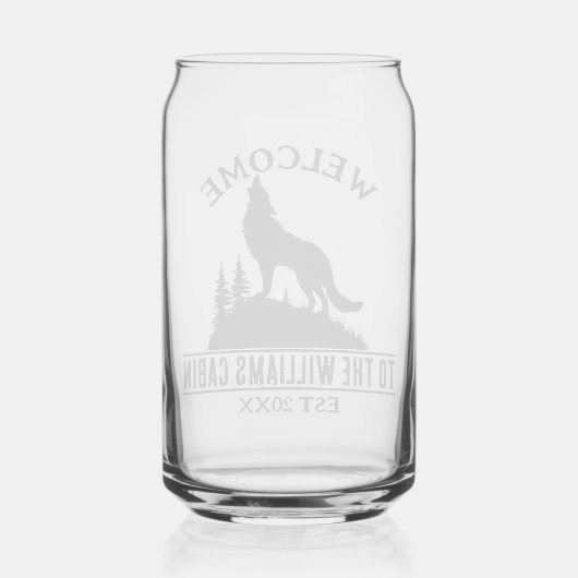 Wolf Outdoors Camp Gepersonaliseerde Familie Cabin Blikvorm Glas (Achterkant)
