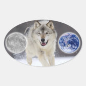 wolf ovale sticker (Voorkant)
