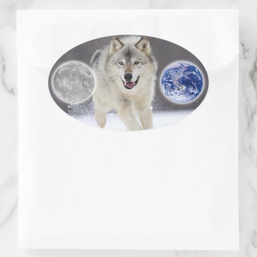 wolf ovale sticker (Tas)