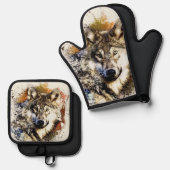 Wolf Ovenwant & Pannenlap Set (Voorkant / Achterkant)