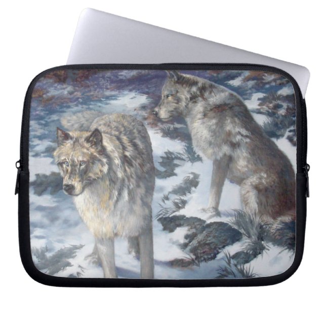 Wolf Paar 10" Neopreen Laptop Hoes (Voorkant)