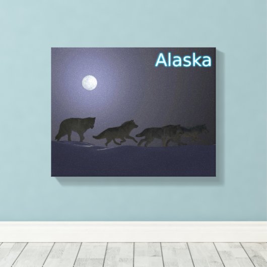 Wolf Pack - Alaska Canvas Afdruk (Insitu (Houten vloer))
