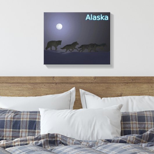 Wolf Pack - Alaska Canvas Afdruk (Insitu (Slaapkamer))