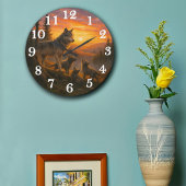 Wolf pack at golden sunset grote klok