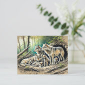 Wolf Pack at the Den with Pups Briefkaart (Staand voorkant)