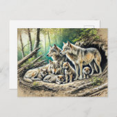 Wolf Pack at the Den with Pups Briefkaart (Voorkant / Achterkant)