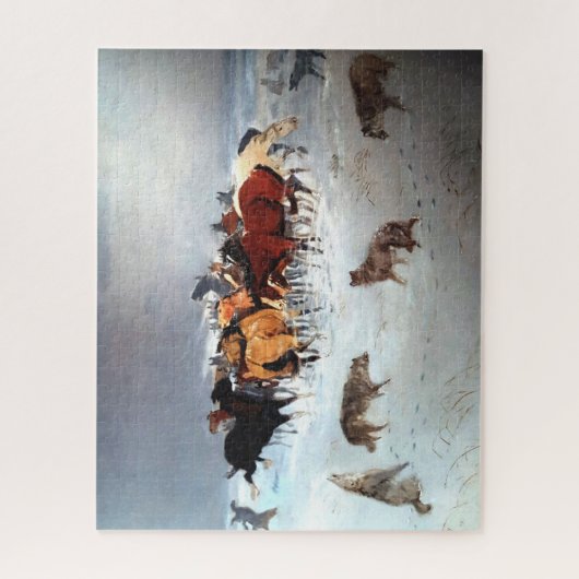 Wolf Pack Attacking Horses C Russell Legpuzzel (Verticaal)