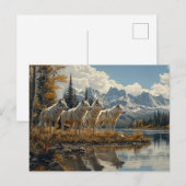 Wolf Pack bij het meer Briefkaart (Voorkant / Achterkant)