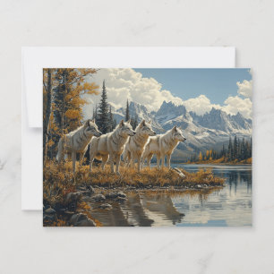 Wolf Pack bij het meer Briefkaart