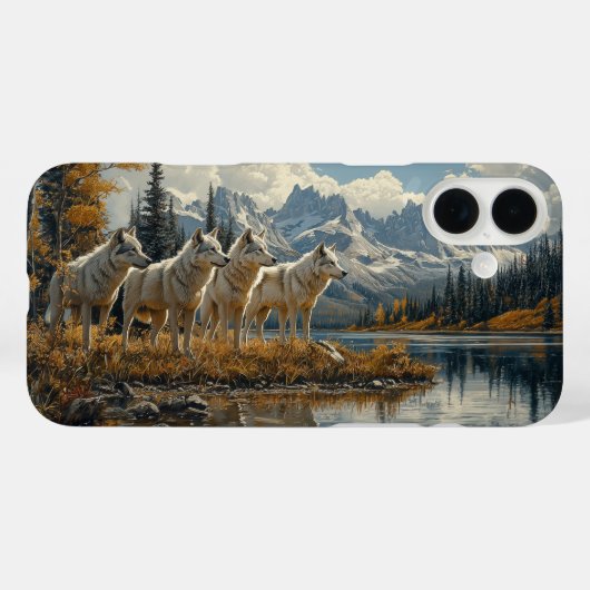 Wolf Pack bij het meer Case-Mate iPhone Case (Achterkant (horizontaal))