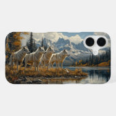 Wolf Pack bij het meer iPhone Hoesje (Achterkant horizontaal)