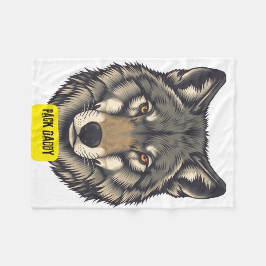 Wolf. Pack Daddy Fleece Deken (Voorkant (Horizontaal))