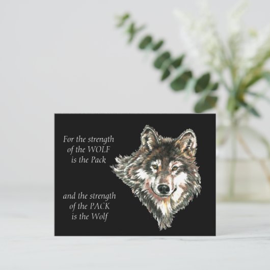 Wolf Pack Familie Sterkte Quote waterverf Dier Briefkaart (Staand voorkant)