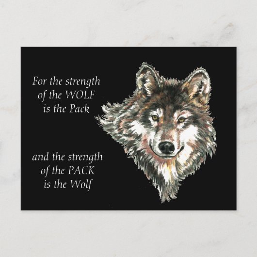 Wolf Pack Familie Sterkte Quote waterverf Dier Briefkaart (Voorkant)