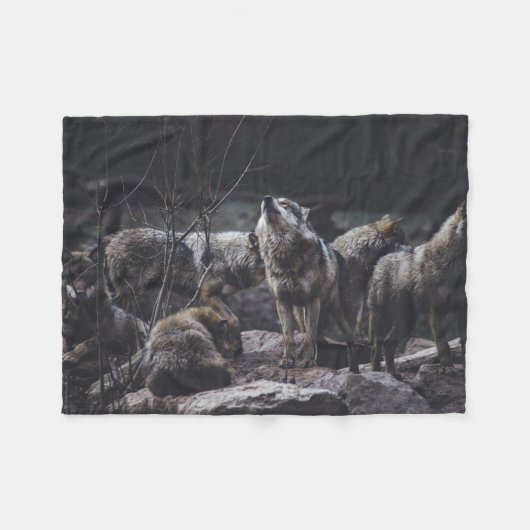Wolf Pack Fleece Deken (Voorkant (Horizontaal))
