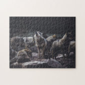 Wolf Pack Forest Gray Wolves Animals Natuur Uitzic Legpuzzel (Horizontaal)