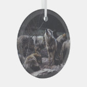 Wolf Pack Glas Ornament (Voorkant Rechts)