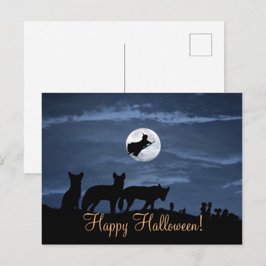 Wolf Pack Happy Halloween Witch Briefkaart (Voorkant / Achterkant)