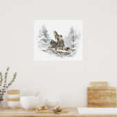 Wolf Pack Howling Winter Song Chorus Animal Art Poster (Keuken)