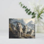 Wolf Pack in het berglandschap Briefkaart (Staand voorkant)