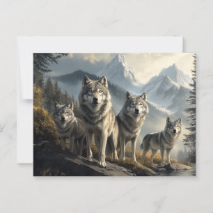 Wolf Pack in het berglandschap Briefkaart