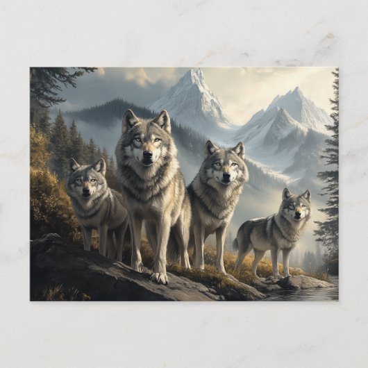 Wolf Pack in het berglandschap Briefkaart (Voorkant)