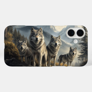 Wolf Pack in het berglandschap iPhone 16 Plus Hoesje