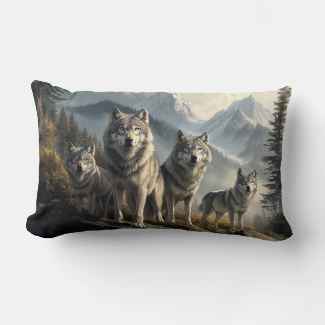 Wolf Pack in het berglandschap Kussen (Voorkant)