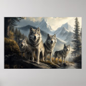 Wolf Pack in het berglandschap Poster (Voorkant)