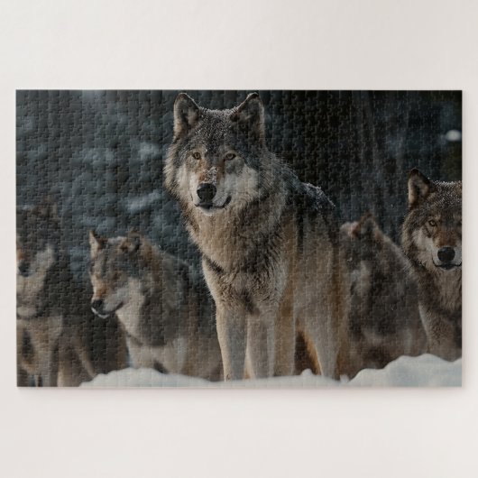 Wolf Pack in Winter Snow Jigzaag Puzzle Legpuzzel (Horizontaal)