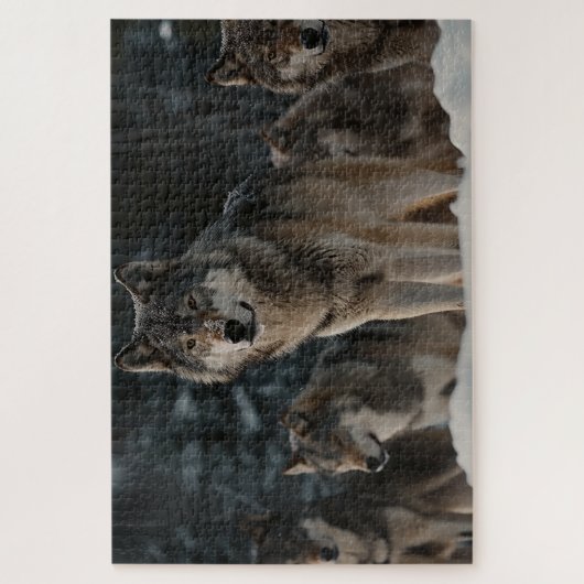 Wolf Pack in Winter Snow Jigzaag Puzzle Legpuzzel (Verticaal)