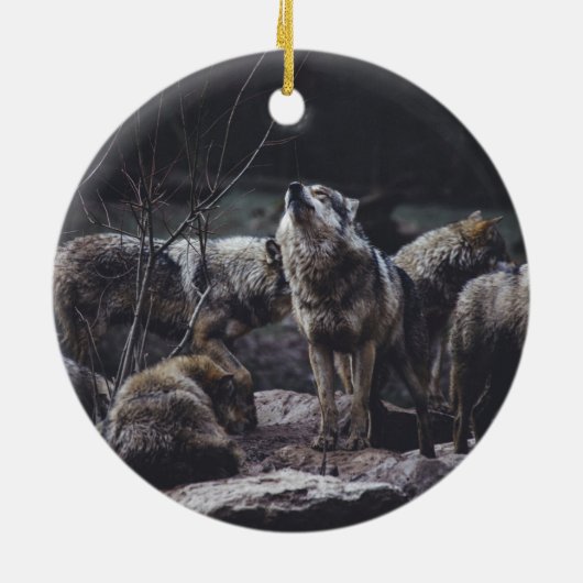 Wolf Pack Keramisch Ornament (Achterkant)