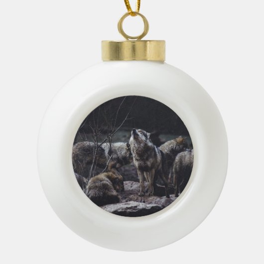 Wolf Pack Keramische Bal Ornament (Voorkant)