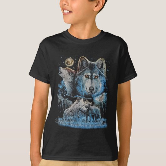 Wolf Pack Kinder T-Shirt - Gloed in donkere letter (Voorkant)