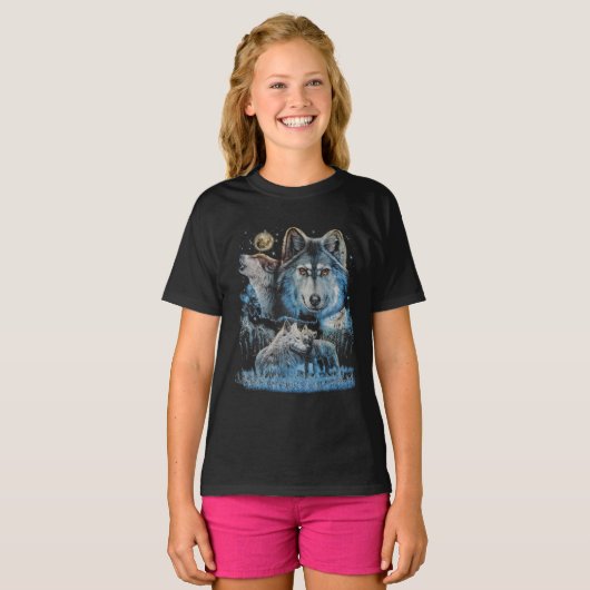 Wolf Pack Kinder T-Shirt - Gloed in donkere letter (Voorkant volledig)