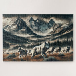 Wolf Pack Mountain, Wolvenfamilie, Wildernis Legpuzzel