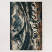 Wolf Pack Mountain, Wolvenfamilie, Wildernis Legpuzzel (Verticaal)