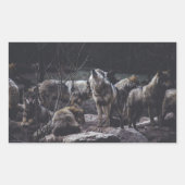 Wolf Pack Rechthoekige Sticker (Voorkant)